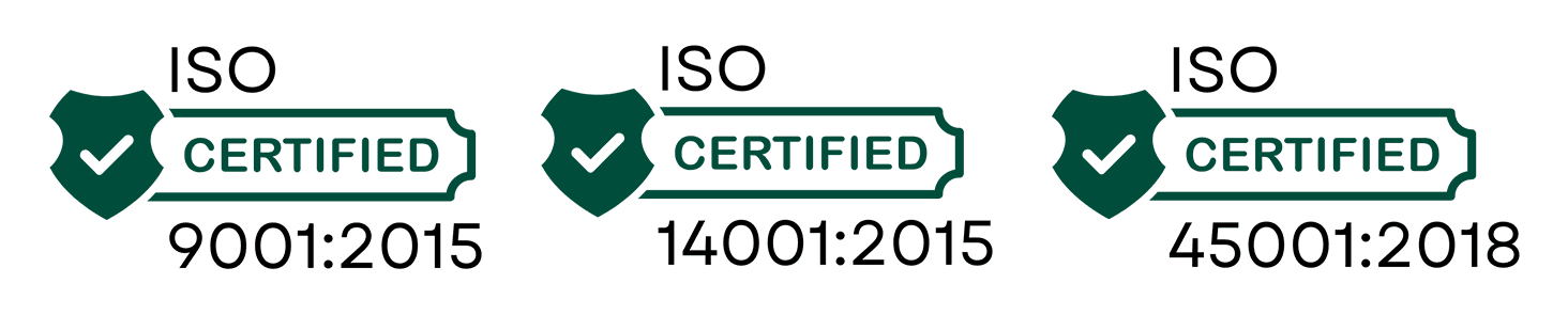 ISO 9001:2015, ISO 14001:2015 and ISO 45001:2018 certified